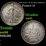 1918 France 1 Franc Silver KM-844.1 Grades Choice AU