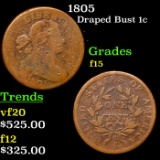 1805 Draped Bust Large Cent 1c Grades f+