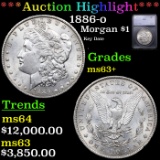 ***Auction Highlight*** 1886-o Morgan Dollar $1 Graded ms63+ BY SEGS (fc)