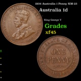 1934 Australia 1 Penny KM-23 Grades xf+