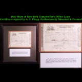 ***Auction Highlight*** 1842 State of New-York Comptroller's Office Loan Certificate signed by A. C.