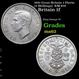 1951 Great Britain 1 Florin (2 Shillings)  KM-878 Grades Select Unc