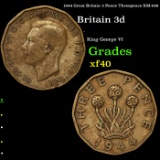 1944 Great Britain 3 Pence Threepence KM-849 Grades xf