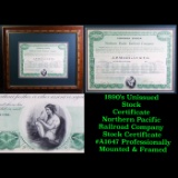 ***Auction Highlight*** 1890's Unissued Stock Certificate Northern Pacific Railroad Company Stock Ce