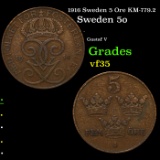1916 Sweden 5 Ore KM-779.2 Grades vf++