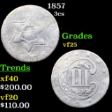 1857 Three Cent Silver 3cs Grades vf+