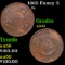 1865 Fancy 5 Two Cent Piece 2c Grades Select AU
