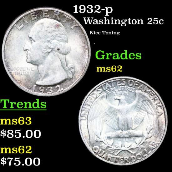 1932-p Washington Quarter 25c Grades Select Unc