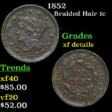 1852 Braided Hair Large Cent 1c Grades xf details