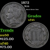1872 Three Cent Copper Nickel 3cn Grades xf+