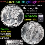 ***Auction Highlight*** 1942-p Mercury Dime Near TOP POP! 10c Graded ms67+ fsb BY SEGS (fc)