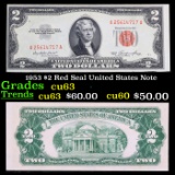 1953 $2 Red Seal United States Note Grades Select CU