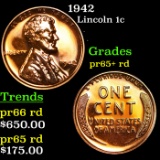 Proof 1942 Lincoln Cent 1c Grades Gem++ Proof Red
