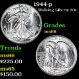1944-p Walking Liberty Half Dollar 50c Grades GEM+ Unc