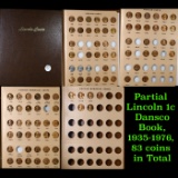 Partial Lincoln 1c Dansco Book, 1935-1976, 83 coins in Total