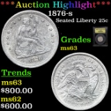 ***Auction Highlight*** 1876-s Seated Liberty Quarter 25c Graded Select Unc By USCG (fc)