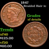 1847 Braided Hair Large Cent 1c Grades xf details