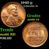 1940-p Lincoln Cent 1c Grades GEM+ Unc RD