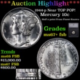 ***Auction Highlight*** 1944-p Mercury Dime Near TOP POP! 10c Graded ms67+ fsb BY SEGS (fc)