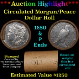 ***Auction Highlight*** Shotgun 1880 & 'P' Ends Mixed Morgan/Peace Silver dollar roll, 20 coin Carso