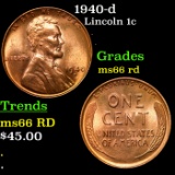 1940-d Lincoln Cent 1c Grades GEM+ Unc RD