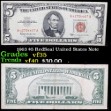 1963 $5 RedSeal United States Note Grades vf++