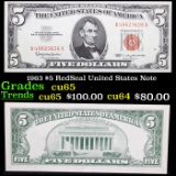 1963 $5 RedSeal United States Note Grades Gem CU