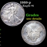 1989-p Silver Eagle Dollar $1 Grades Unc Details