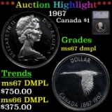 ***Auction Highlight*** 1967 Canada Dollar $1 Graded ms67 dmpl By SEGS (fc)
