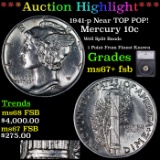 ***Auction Highlight*** 1941-p Mercury Dime Near TOP POP! 10c Graded ms67+ fsb BY SEGS (fc)