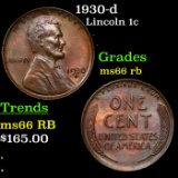 1930-d Lincoln Cent 1c Grades GEM+ Unc RB