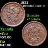1852 Braided Hair Large Cent 1c Grades vf details
