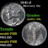 1941-d Mercury Dime 10c Grades GEM+ FSB