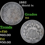 1882 Shield Nickel 5c Grades f+
