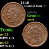 1848 Braided Hair Large Cent 1c Grades Choice AU/BU Slider