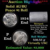 ***Auction Highlight*** AU/BU Slider First Financial Shotgun Peace $1 Roll 1924 & P Ends Virtually U