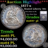 ***Auction Highlight*** 1877-s Seated Half Dollar 50c Graded ms64+ pl By SEGS (fc)