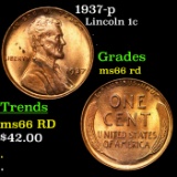 1937-p Lincoln Cent 1c Grades GEM+ Unc RD