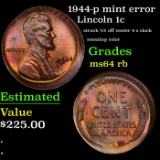 1944-p Lincoln Cent mint error 1c Grades Choice Unc RB