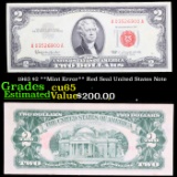 1963 $2 **Mint Error** Red Seal United States Note  Grades Gem CU