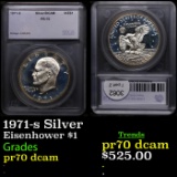 Proof 1971-s Silver Eisenhower Dollar $1 Graded pr70 dcam BY SEGS