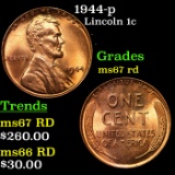 1944-p Lincoln Cent 1c Grades GEM++ Unc RD