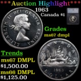 ***Auction Highlight*** 1963 Canada Dollar $1 Graded ms67 dmpl By SEGS (fc)