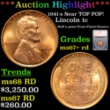***Auction Highlight*** 1941-s Lincoln Cent Near TOP POP! 1c Graded ms67+ rd BY SEGS (fc)