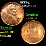1955-p Lincoln Cent 1c Grades GEM+ Unc RD