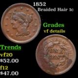 1852 Braided Hair Large Cent 1c Grades vf details