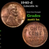 1940-d Lincoln Cent 1c Grades GEM Unc BN