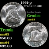 1961-p Franklin Half Dollar 50c Grades GEM Unc