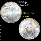 1998-p Silver Eagle Dollar $1 Grades GEM++ Unc