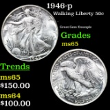 1946-p Walking Liberty Half Dollar 50c Grades GEM Unc